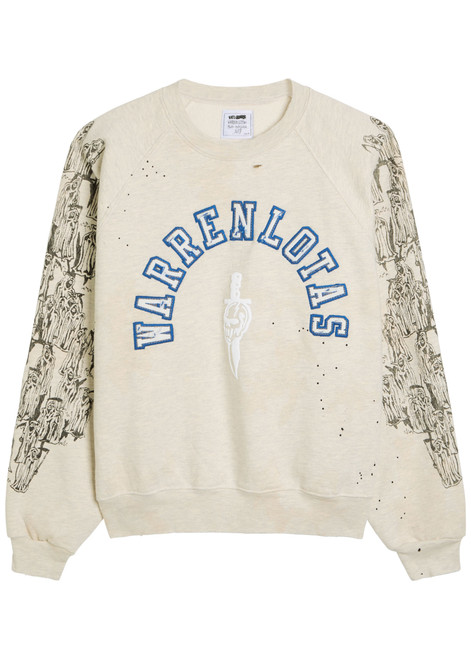 WARREN LOTAS-Distressed Applique logo cotton-blend sweatshirt 