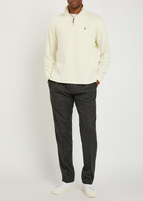 Pleated tapered-leg wool trousers