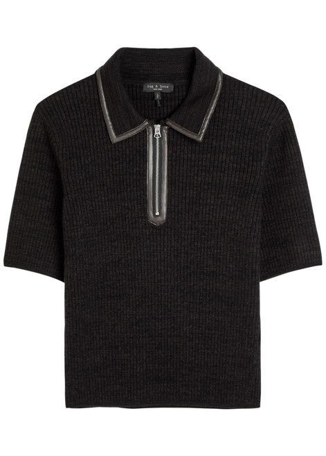 RAG & BONE-Caterina ribbed wool-blend polo top