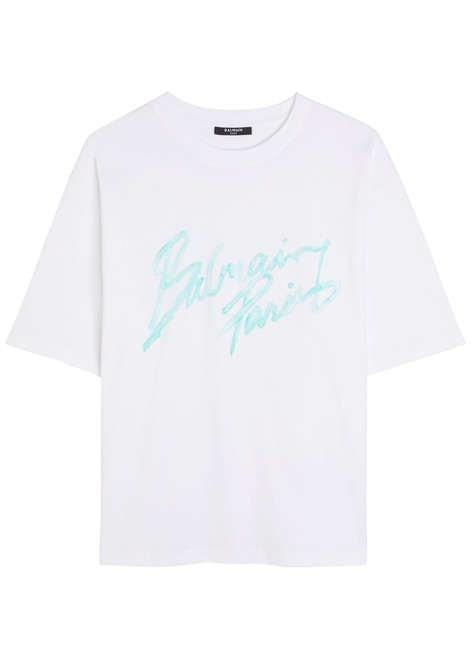 BALMAIN-Logo-print cotton T-shirt