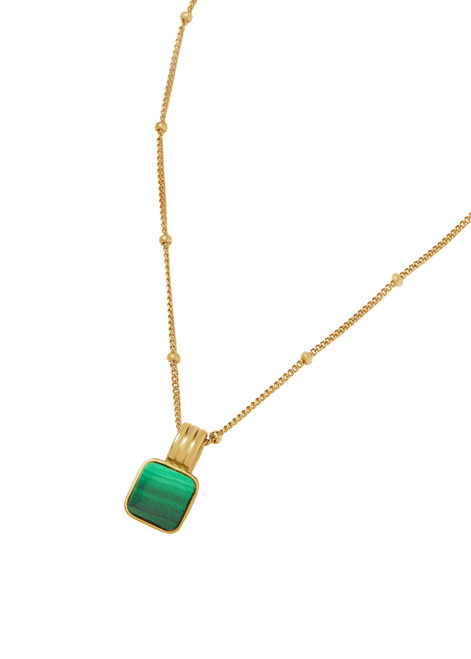 X Lucy Williams Square Malachite 18kt gold-plated necklace
