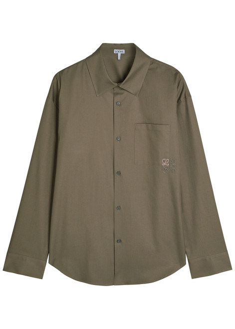 LOEWE-Anagram-embroidered cotton-poplin shirt
