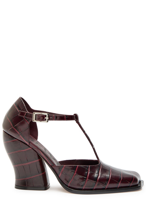 LOEWE-Onda 90 crocodile-effect leather pumps