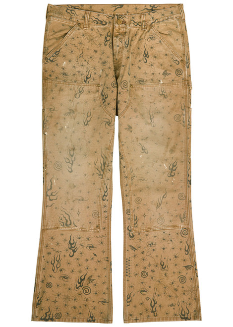 SAINT MXXXXXX-Dr. Woo printed straight-leg canvas trousers