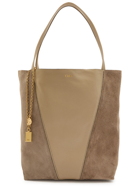CHLOE-Spin medium panelled suede tote bag