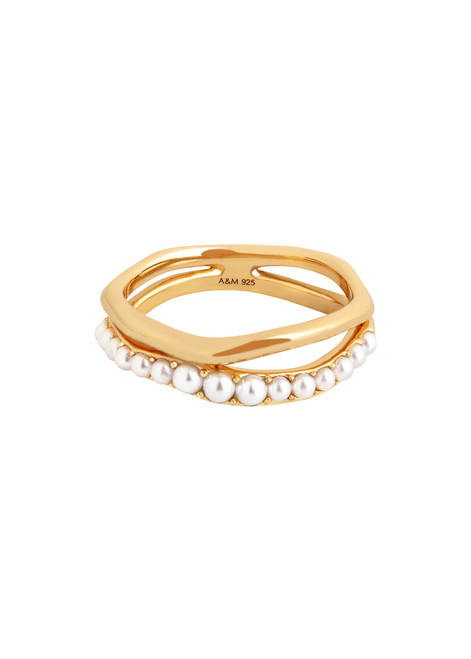 ASTRID & MIYU-Molten Illusion Pearl 18k gold vermeil ring