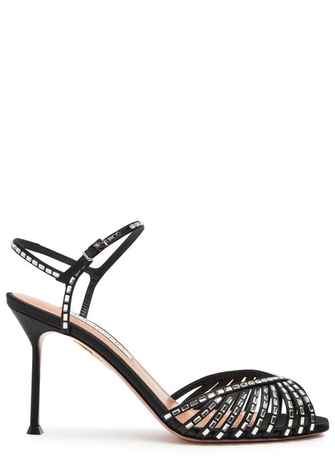 AQUAZZURA-Hold Me Crystal 85 embellished satin sandals