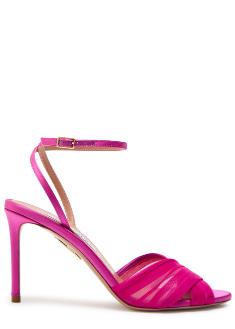 AQUAZZURA-Voile 85 cross-over satin sandals