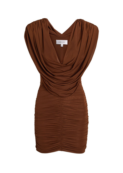 RONNY KOBO-Kehlani cowl-neck stretch-mesh mini dress