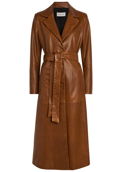 NOUR HAMMOUR-Scarlett belted leather trench coat