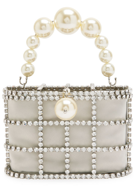 ROSANTICA-Holli crystal-embellished satin top handle bag
