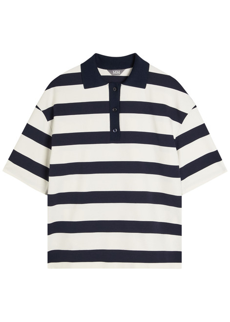 MM-Striped jersey polo top