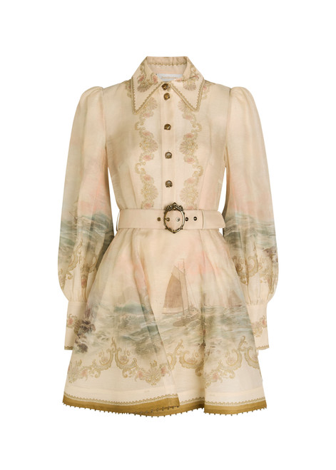 ZIMMERMANN-Rebellion Marine printed linen-blend mini shirt dress