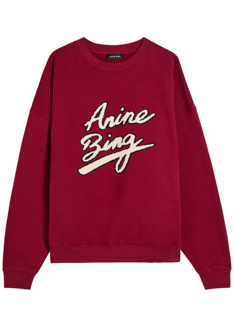 ANINE BING-Miles logo-appliquéd cotton sweatshirt