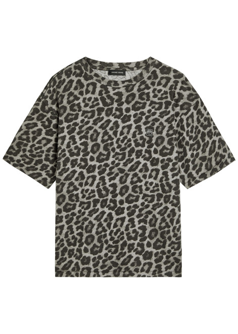 ANINE BING-Cohen logo-embroidered leopard cotton T-shirt