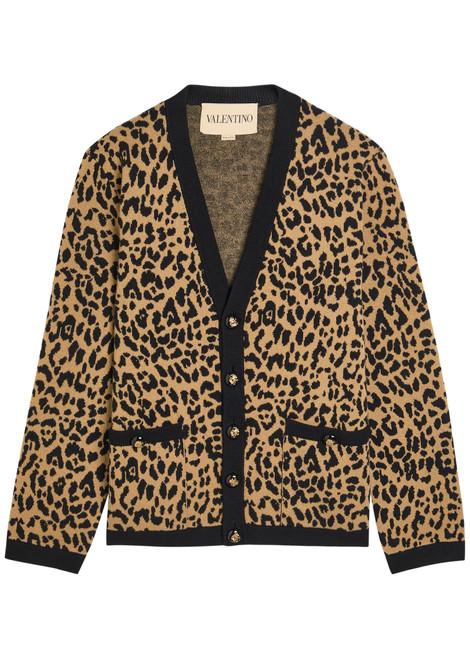 VALENTINO GARAVANI-Leopard-print wool cardigan