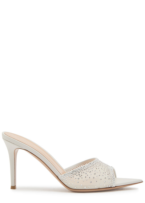 GIANVITO ROSSI-Rania 85 crystal-embellished mesh mules