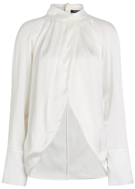 BALMAIN-Draped silk blouse