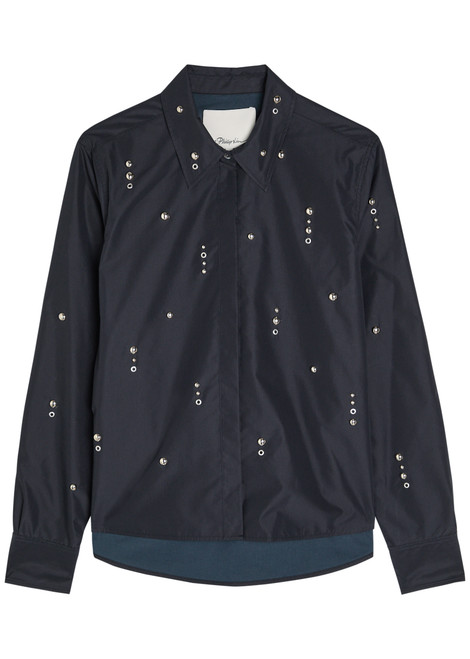 3.1 PHILLIP LIM-Stud-embellished cotton-blend shirt