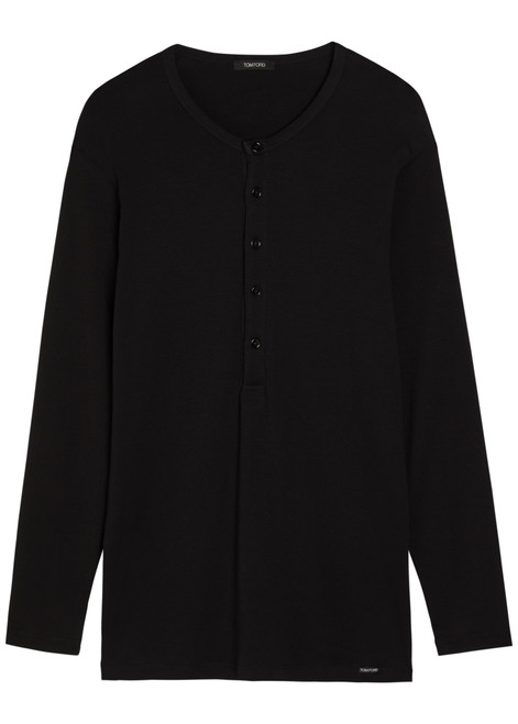 TOM FORD-Henley stretch-cotton top 