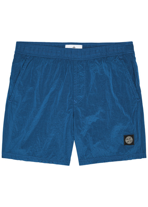 STONE ISLAND-Logo crinkled nylon swim shorts