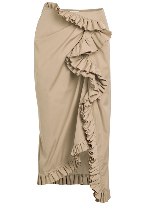 DRIES VAN NOTEN-Sina ruffled cotton-poplin midi skirt