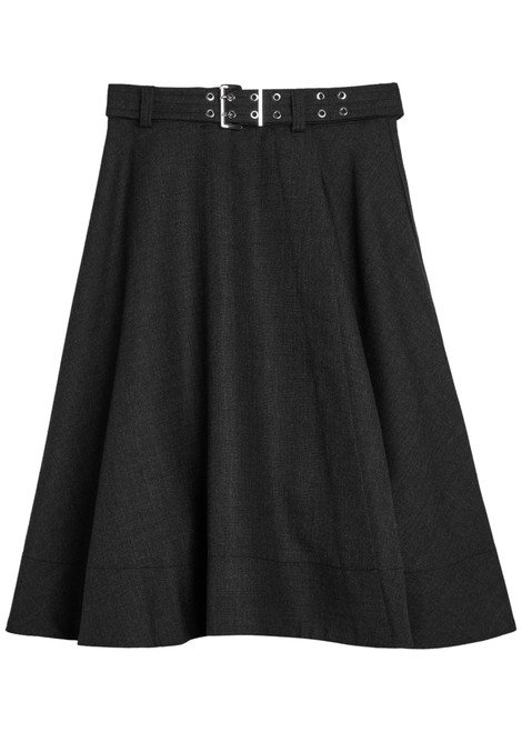 GANNI-Belted twill midi wrap skirt