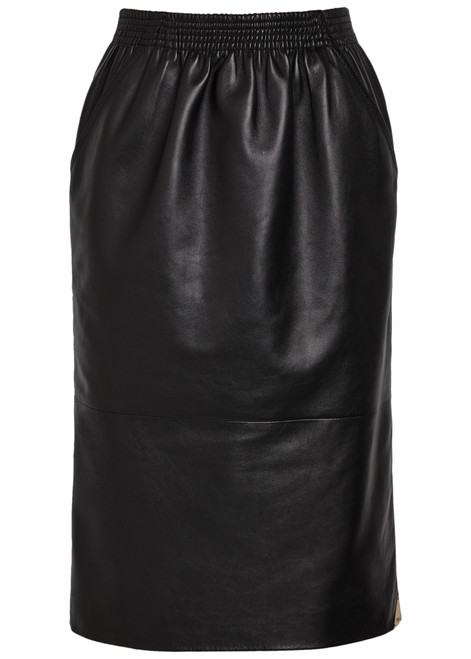 CHLOE-Leather midi pencil skirt