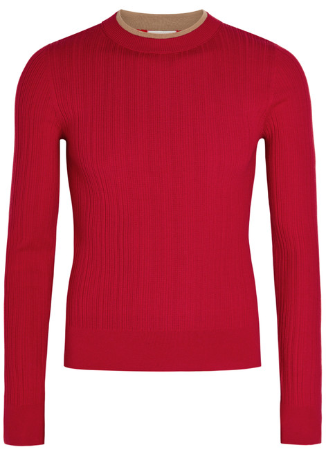 DRIES VAN NOTEN-Motif layered-neck ribbed wool jumper