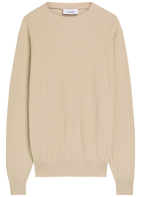 LARDINI-Ribbed fine-knit cotton jumper