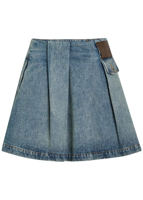 LOEWE-Pleated denim mini skirt
