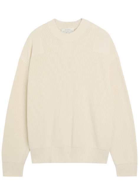 STUDIO NICHOLSON-Panelled-effect ribbed-knit cotton jumper 