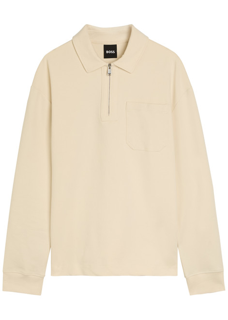 BOSS-Half-zip cotton-blend sweatshirt