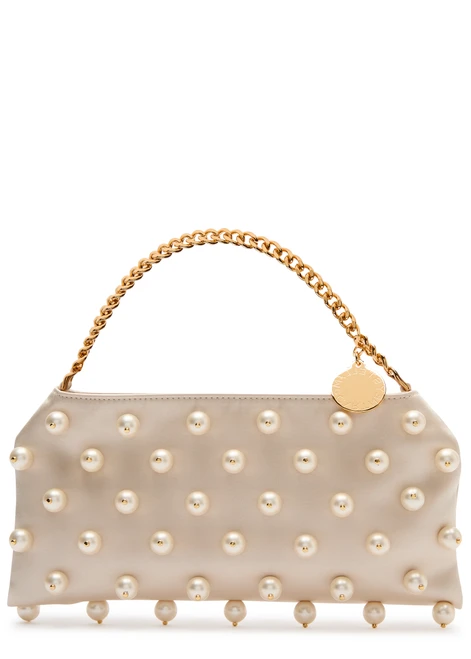 STELLA MCCARTNEY-Falabella mini faux pearl-embellished satin shoulder bag