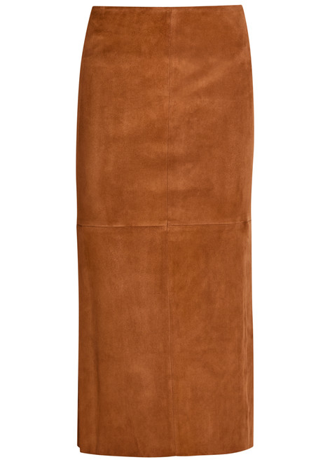 STOULS-Winona split-hem suede midi skirt