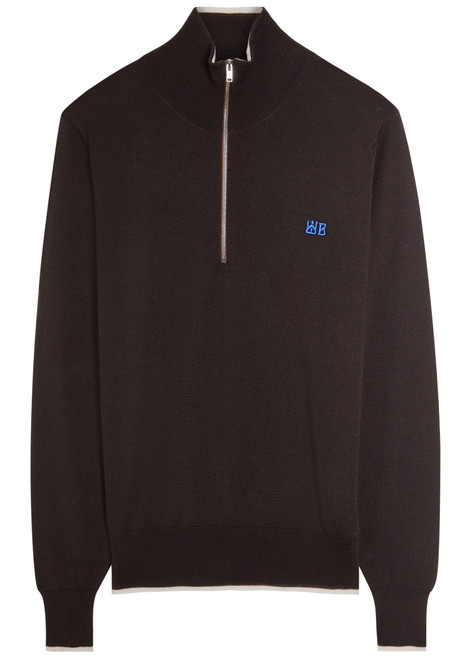 WALES BONNER-Logo-embroidered fine-knit merino wool jumper