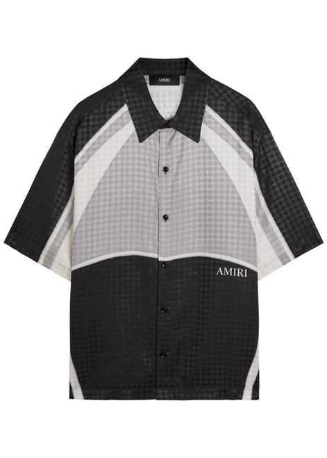 AMIRI-Logo-monogrammed jacquard satin shirt