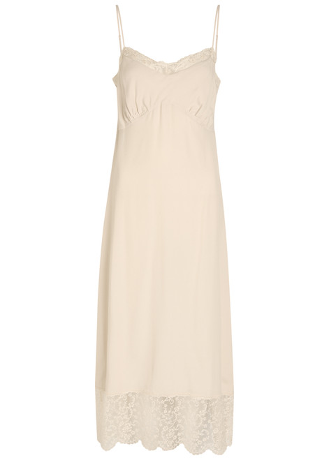 SIMONE ROCHA-Lace-trimmed crepe de chine midi dress