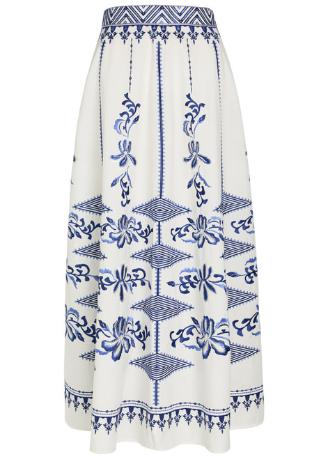 EMPORIO SIRENUSE-Camille embroidered cotton-poplin maxi skirt
