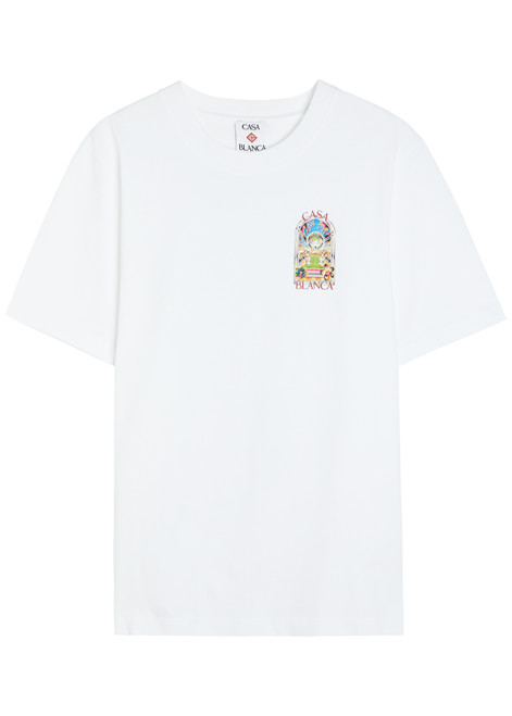 CASABLANCA-Landscape printed cotton T-shirt