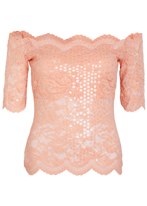 RABANNE-Off-the-shoulder lace top