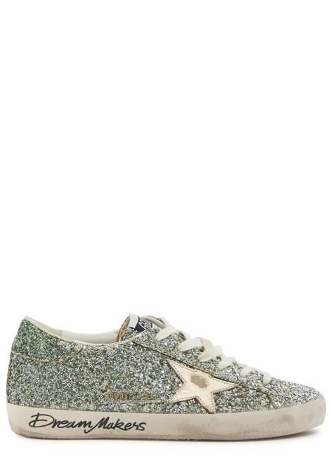 GOLDEN GOOSE-Super-Star glittered leather sneakers