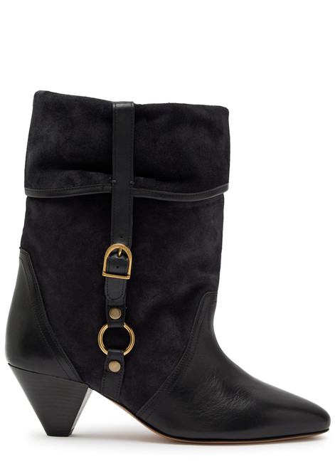 ISABEL MARANT ÉTOILE-Darner Buckle suede mid-calf boots 