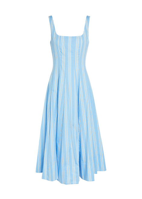 STAUD-Wells striped stretch-cotton midi dress