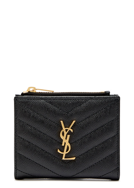 SAINT LAURENT-Cassandre pebbled leather wallet