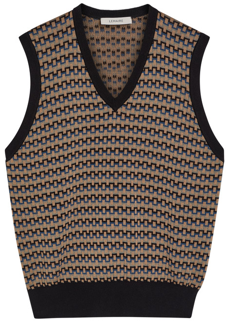 LEMAIRE-Patterned V-neck cotton-knit vest