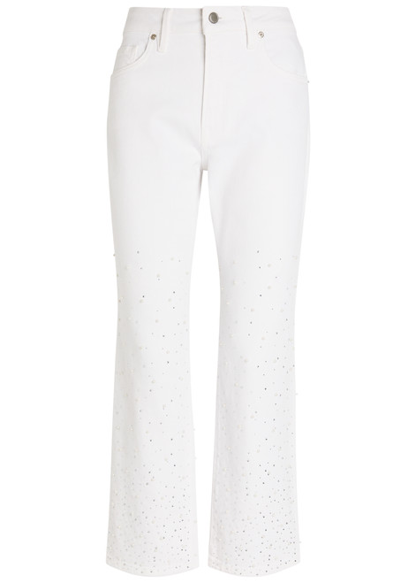 GOOD AMERICAN-Good Icon pearl-embellished straight-leg jeans