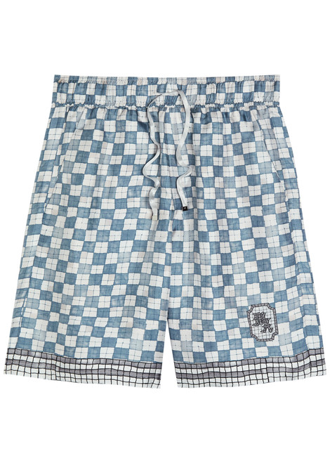 AMIRI-Chateau Crest checked silk shorts