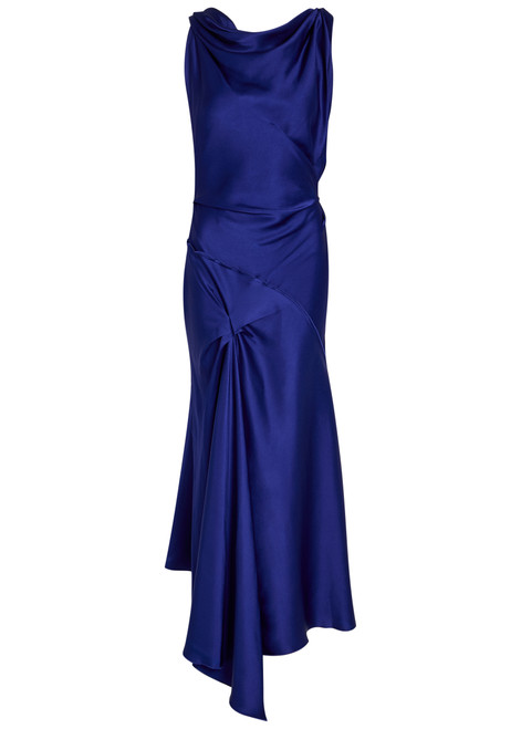 VICTORIA BECKHAM-Posy asymmetric satin maxi dress