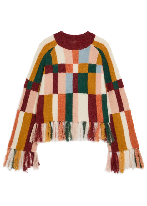 ALEMAIS-Marojerelle checked wool-blend jumper 